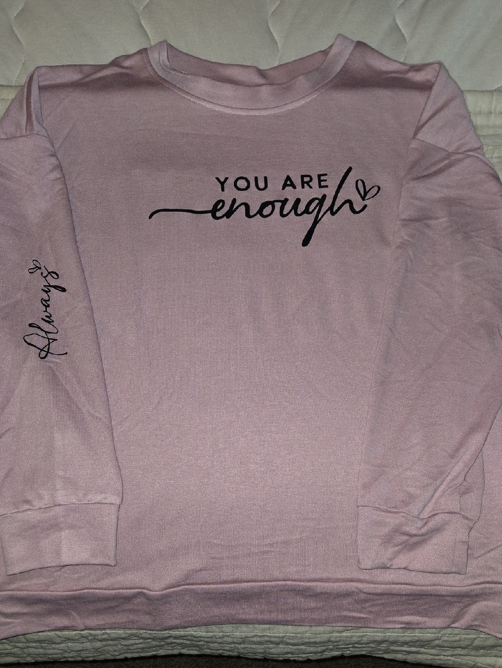 Light Rose Pink "You Are Enough" Crewneck Sweatshirt